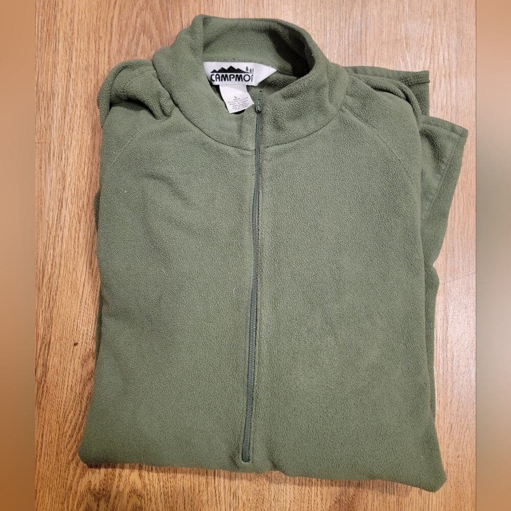 Mens Large Evergreen Long Sleeve Quarter Zip Campmor Fleece